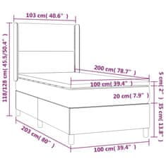 Vidaxl Box spring postel s matrací a LED modrá 100x200 cm textil