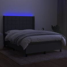 Vidaxl Box spring postel s matrací a LED tmavě šedá 140x200 cm textil