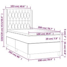 Vidaxl Box spring postel s matrací a LED modrá 100x200 cm textil