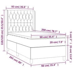 Vidaxl Box spring postel s matrací a LED modrá 90x200 cm textil