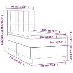 Vidaxl Box spring postel s matrací a LED modrá 90x200 cm textil