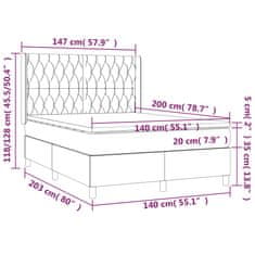 Greatstore Box spring postel s matrací a LED černá 140x200 cm samet