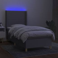 Greatstore Box spring postel s matrací a LED světle šedá 100x200 cm textil