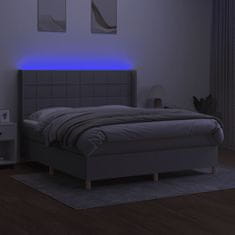 Greatstore Box spring postel s matrací a LED světle šedá 180x200 cm textil