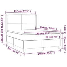 Greatstore Box spring postel s matrací a LED černá 140x190 cm samet