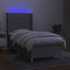 Greatstore Box spring postel s matrací a LED světle šedá 100x200 cm textil