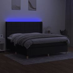 Greatstore Box spring postel s matrací a LED černá 160x200 cm textil