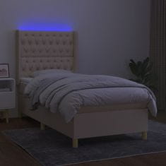 Greatstore Box spring postel s matrací a LED krémová 80 x 200 cm textil