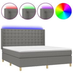 Greatstore Box spring postel s matrací a LED tmavě šedá 180x200 cm textil