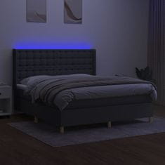 Greatstore Box spring postel s matrací a LED tmavě šedá 180x200 cm textil