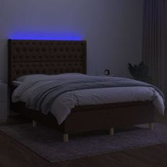 Greatstore Box spring postel s matrací a LED tmavě hnědá 140x190 cm textil