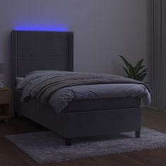 Greatstore Box spring postel s matrací a LED světle šedá 80 x 200 cm samet