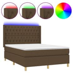 Greatstore Box spring postel s matrací a LED tmavě hnědá 140x190 cm textil