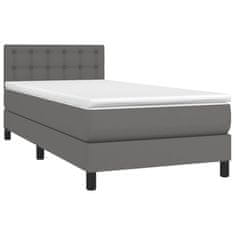 Greatstore Box spring postel s matrací šedá 90x200 cm umělá kůže