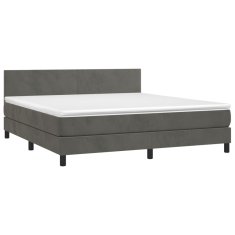 Greatstore Box spring postel s matrací tmavě šedá 160x200 cm samet