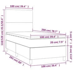 Petromila Box spring postel s matrací tmavě šedá 100 x 200 cm textil