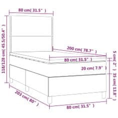 Petromila Box spring postel s matrací světle šedá 80 x 200 cm textil