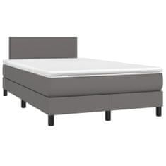 Greatstore Box spring postel s matrací šedá 120x200 cm umělá kůže