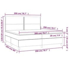 Vidaxl Box spring postel s matrací tmavě šedá 200x200 cm samet