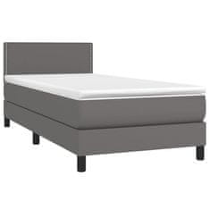 Greatstore Box spring postel s matrací šedá 100x200 cm umělá kůže