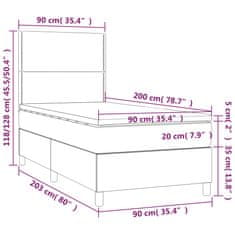 Petromila Box spring postel s matrací světle šedá 90x200 cm textil