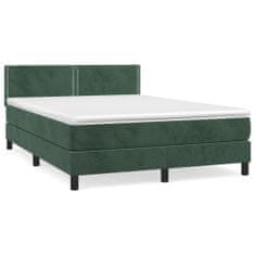Petromila Box spring postel s matrací tmavě zelená 140x200 cm samet