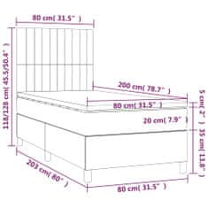 Petromila Box spring postel s matrací tmavě šedá 80 x 200 cm textil