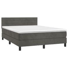 Greatstore Box spring postel s matrací tmavě šedá 140x200 cm samet