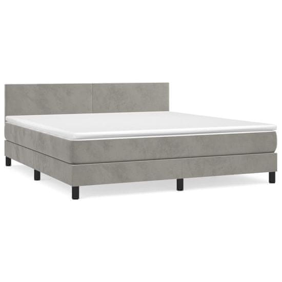 Vidaxl Box spring postel s matrací světle šedá 180x200 cm samet