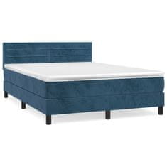 Greatstore Box spring postel s matrací tmavě modrá 140x200 cm samet