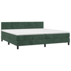 Greatstore Box spring postel s matrací tmavě zelená 200x200 cm samet