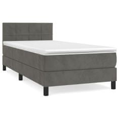 Petromila Box spring postel s matrací tmavě šedá 90x200 cm samet