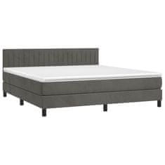 Greatstore Box spring postel s matrací tmavě šedá 160x200 cm samet