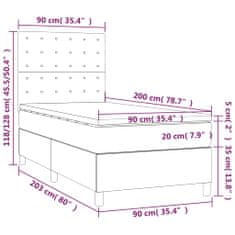 Petromila Box spring postel s matrací světle šedá 90x200 cm textil