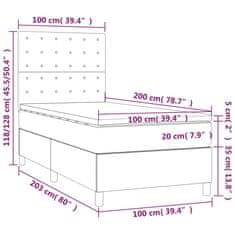 Petromila Box spring postel s matrací tmavě hnědá 100 x 200 cm textil