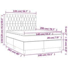 Petromila Box spring postel s matrací tmavě šedá 140x200 cm textil