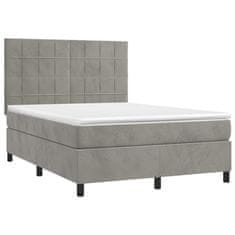 Greatstore Box spring postel s matrací světle šedá 140x200 cm samet