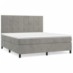 Greatstore Box spring postel s matrací světle šedá 160x200 cm samet