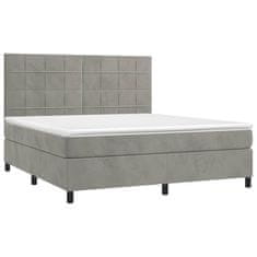 Greatstore Box spring postel s matrací světle šedá 160x200 cm samet