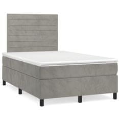 Greatstore Box spring postel s matrací světle šedá 120 x 200 cm samet