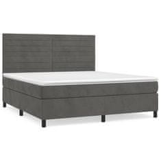 Greatstore Box spring postel s matrací tmavě šedá 160x200 cm samet