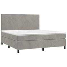 Greatstore Box spring postel s matrací světle šedá 160x200 cm samet