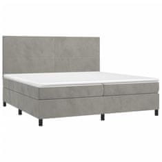 Greatstore Box spring postel s matrací světle šedá 200x200 cm samet