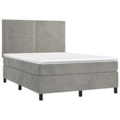 Greatstore Box spring postel s matrací světle šedá 140x190 cm samet