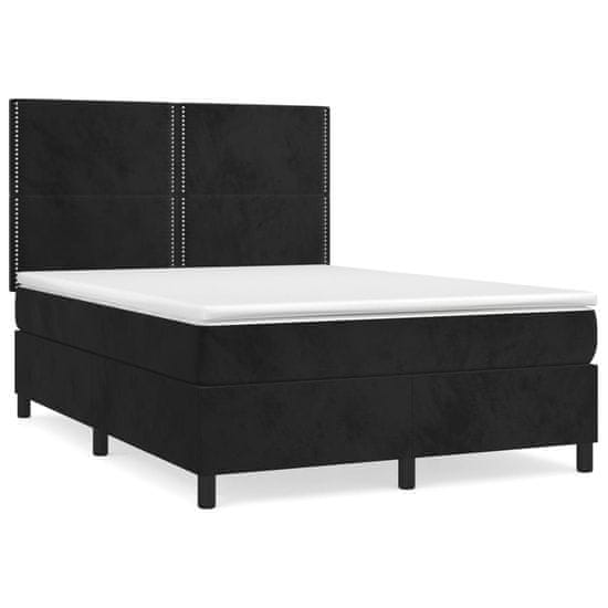 Vidaxl Box spring postel s matrací černá 140 x 190 cm samet