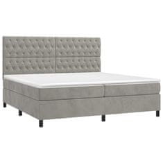 Greatstore Box spring postel s matrací světle šedá 200x200 cm samet