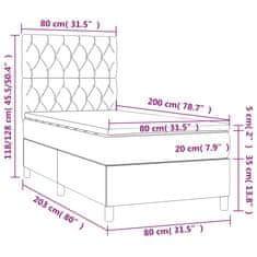 Petromila Box spring postel s matrací světle šedá 80 x 200 cm textil