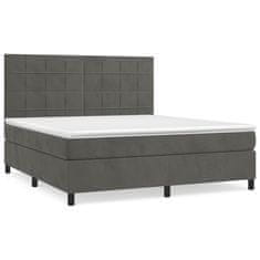 Greatstore Box spring postel s matrací tmavě šedá 160x200 cm samet