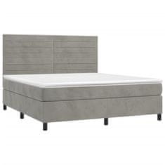 Greatstore Box spring postel s matrací světle šedá 160x200 cm samet