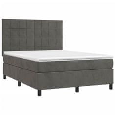 Greatstore Box spring postel s matrací tmavě šedá 140x200 cm samet